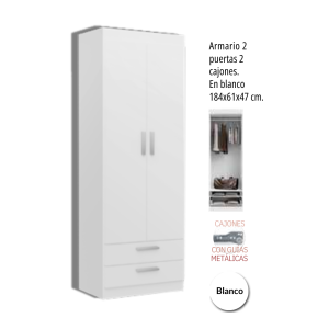 ARMARIO 2 PUERTAS + 2 CAJONES BLANCO EGAR0470BL