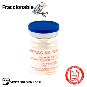 Amikacina Inyectable 500mg/2ml x 1 Ampolla (disponible solo para venta presencial)