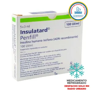Insulatard Inyectable 100UI/ml x 5 unidades Producto Cenabast