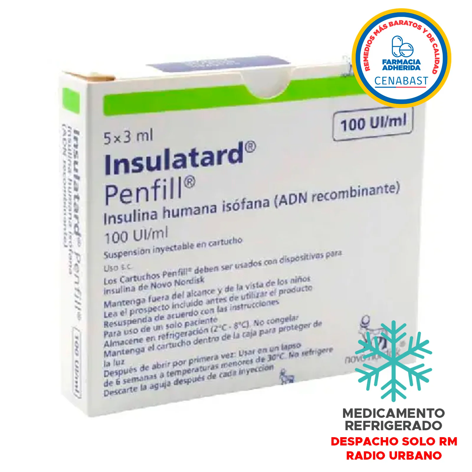 Insulatard Inyectable 100UI/ml x 5 unidades Producto Cenabast